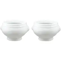 Cosy & Trendy Set van 2x stuks witte soepkommen met leeuwenkop van porselein 12 cm rond - Kommetjes