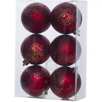 Cosy & Trendy 6x Kunststof kerstballen tekst rood 6 cm kerstboom versiering/decoratie - Kerstbal