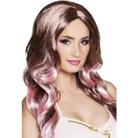 Boland pruik Fay dames bruin/roze