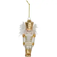 Clayre & Eef Witte Kerstbal notenkraker 4*5*16 cm 6GL3322