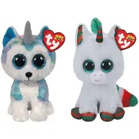 TY - Knuffel - Beanie Boo's - Helena Husky & Christmas Unicorn