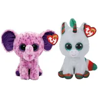 TY - Knuffel - Beanie Boo's - Eva Elephant & Christmas Unicorn