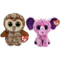 TY - Knuffel - Beanie Boo's - Percy Owl & Eva Elephant