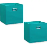 Zeller 2x Petrol groene opbergmandjes kinderkamer 28 x 28 cm - Opbergmanden