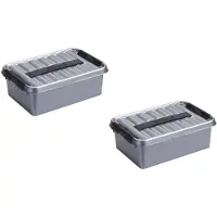Sunware 2x stuks kunststof stapelbare opbergbken 4 liter 30 x 20 x 10 cm - Opbergbox