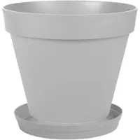 Eda Bloempot Toscane kunststof grijs D20 x H17 cm inclusief onderschaal D15 cm - Plantenpotten