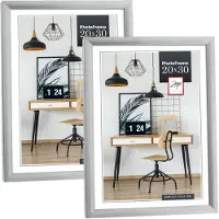 Zep 2x stuks fotolijst zilver kunststof geschikt voor een foto van 20 x 30 cm - Fotolijsten