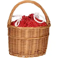 ThimbleToys Rieten Mandje met Hengsel - Rood met Stippen