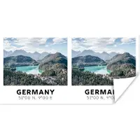 PosterMonkey Poster Duitsland - Water - Bergen - Bos - 160x80 cm