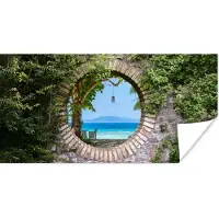 PosterMonkey Poster Strand - Doorkijk - Tropisch - Strandstoel - 160x80 cm