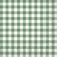 IHR Servetten Vichy Karo - 40x stuks - 3-laags - - groen/wit geblokt - 33 x 33 cm - Lente/pasen