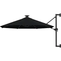 vidaXL - Wandparasol - met - LED's - 300 - cm - zwart
