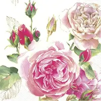 IHR 60x Gekleurde 3-laags servetten rozen 33 x 33 cm - Voorjaar/lente thema