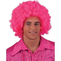 Funny fashion Afropruik - knalroze - volwassenen - Disco/Party - Neon - Pride
