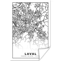 PosterMonkey Poster Kaart - Plattegrond - Laval - Frankrijk - Stadskaart - Zwart wit - 60x90 cm