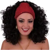 Funny fashion Pruik glitter waarzegster zwart