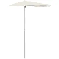 vidaXL Parasol half met paal 180x90 cm zandkleurig