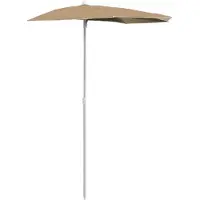 vidaXL Parasol half met paal 180x90 cm taupe
