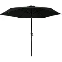 vidaXL - Parasol - met - LED-verlichting - en - stalen - paal - 300 - cm - zwart