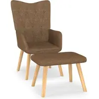 vidaXL Relaxstoel met voetenbank stof taupe