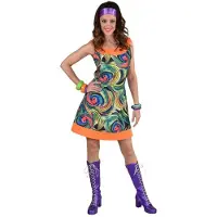 Coppens Hippie jurk "green circles" - 100% polyester - Retro kleding | Maat Xs