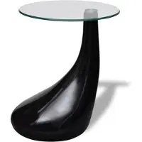 vidaXL Salontafel met rond glazen tafelblad hoogglans zwart