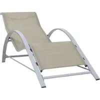 vidaXL Ligbed textileen en aluminium crèmekleurig
