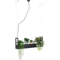 QAZQA Industriële hanglamp zwart met rek 4-lichts GU10 - Cage Rack