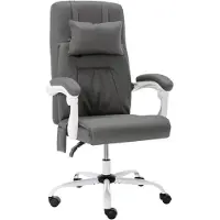 vidaXL Massagestoel voor kantoor, grijs, kunstleer - Kantoelstoelen