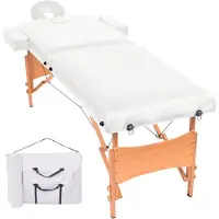 vidaXL Massagetafel 10 cm dik 2 zones inklapbaar wit