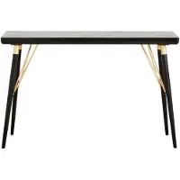 Nordal Liscia zwarte sidetable met gouden details 120x40x77cm