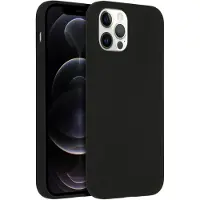 Accezz Liquid Silicone Backcover met MagSafe voor de Apple iPhone 12 (Pro) - Zwart