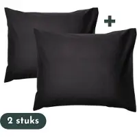 Slaaptextiel Kussenslopen - Hotelkwaliteit - Set van 2 Stuks - Zwart - 60x70cm - 100% Katoen - Hotelsluiting