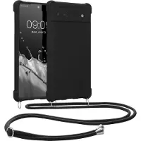 Kwmobile telefoonhoesjegeschikt voor Google Pixel 6a - Hoesje van siliconen met telefoonkoord - In zwart