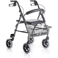 MORETTI Rollator opvouwbaar - Lichtgewicht met zitting en rugleuning - Zwart/Zilver