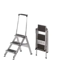 Little Jumbo 1313650340 Trap - Enkel - Aluminium - 3 Treden Kunststof - Met Beugel - Max. Werkhoogte 2.70 M.