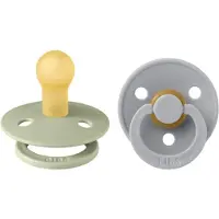 BIBS Colour Fopspenen - Maat 1 - 2-pack - Rond - Sage/Cloud - - 0-6 mnd - Fopspenen