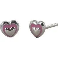 New Bling 9NB-0862 Zilveren Oorknopjes - Dames - Hartje - Emaille - Roze - 5,4 x 5,6 mm - Rhodium - Zilver