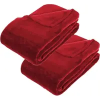 Atmosphera Plaid - 2x - rood - polyester - 180 x 230 cm - fleece deken - groot