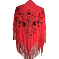 La Señorita - Spaanse manton - omslagdoek - rood zwart Large