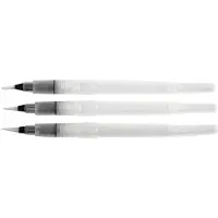 Creativ Company 10326, Transparant, Wit, Kunststof, Set van 3 waterverfkwasten voor aquarelverf