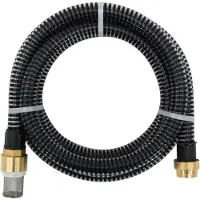 vidaXL - Zuigslang - met - messing - koppelingen - 1,1'' - 25 - m - PVC - zwart