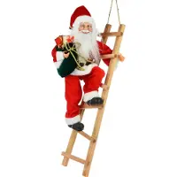Nampook Kerstman op Trap - Staand - 65cm - Rood