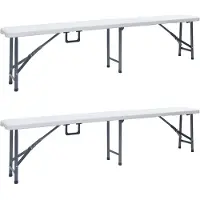 vidaXL Tuinbanken inklapbaar 2 st 180 cm HDPE wit
