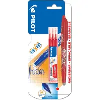 Pilot gelroller Frixion Ball, blister van 4 stuks (1 gelroller + 3 vullingen), rood