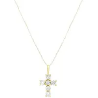 Lucardi Dames 9 Karaat ketting met hanger kruis met zirkonia - Ketting - 9 Karaat - Goudkleurig - 46 cm