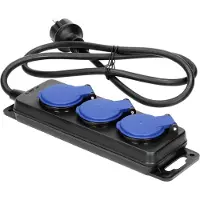 ORNO Heavy-duty stekkerdoos voor buiten - 3-voudig - IP44 Stof & spatwaterdicht - Kabellengte 3 meter - Verlengsnoer met verdeelblok - Blauw | Zwart