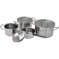 Fissler Original-Profi collectie / RVS-pannenset, 4-delig, kookpannen met metalen deksels (3 kookpannen, 1 steelpan zonder deksel) - Geschikt voor inductie