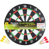 Longfield Dartbord papier, dikte 1 cm met 6 darts Dartbord