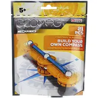 Geomag Mechanics: Maak je eigen kompas - 21 onderdelen, Speelgoed met neodymiummagneet, geschikt voor kinderen vanaf 5 jaar, blauw en wit
